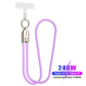 Câble de charge USB-C avec cordon de 30 cm et 120 cm |   Câble USB-C vers C avec lanière pour téléphone, charge rapide 5A, transfert de données 480 Mbps, 240W - Product Image 1