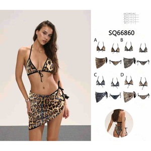 Costume da bagno intero HDJ con stampa leopardata, taglia plus, scollo a V profondo, gonna asimmetrica, monokini 66702 - Product Image 3