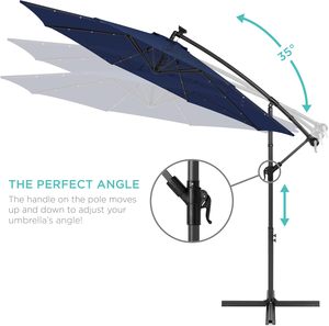 <span class=keywords><strong>Parasol</strong></span> lumineux à 32 <span class=keywords><strong>LED</strong></span> avec système d'inclinaison à manivelle, protection solaire UV, <span class=keywords><strong>parasol</strong></span> de terrasse solaire <span class=keywords><strong>pour</strong></span> véranda, jardin, piscine, hôtel - Product Image 2