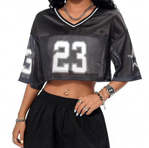 Seragam Bola Ukuran Besar Eropa Amerika 2026 Musim Panas Gaya Cewek Keren Jalanan Berlubang Bahan Polyester Pendek Y2K Pakaian Wanita - Product Image 5