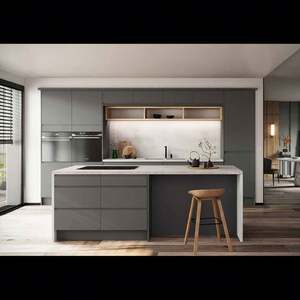 Meubles de cuisine sur mesure en gros d'usine, design moderne, armoires de cuisine en bois mélaminé, armoires de cuisine haut de gamme avec îlot - Product Image 2