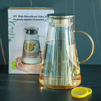 Bouilloire en verre vintage moderne et classique, de luxe léger, résistante à la chaleur, pour café, eau froide, jus, idéale pour les fêtes et la maison.