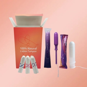 Tampón menstrual personalizable 100% algodón catéter vaginal <span class=keywords><strong>tampones</strong></span> aplicadores - Product Image 1