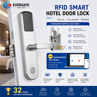 Sistema de Cerradura de Puerta de Hotel RFID de Acero Inoxidable 304 con 4 Pilas AA, Acceso con Tarjeta Inteligente M1 y Software Gratuito para Edificios de Oficinas