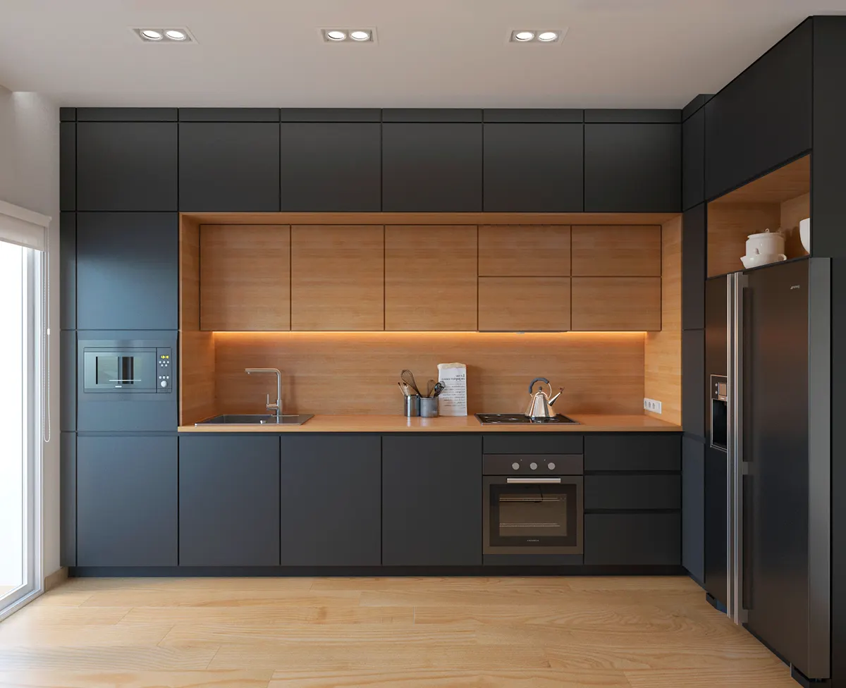 2024 Australia kontemporer terbaik mewah kabinet dapur Walnut kayu lapis Modular desain Modern dengan MDF Carcase dan pernis pintu