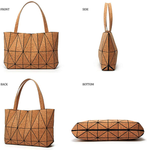 Bolso de mano geométrico para mujer, cartera ecológica de corcho, conjunto de mano - Product Image 5