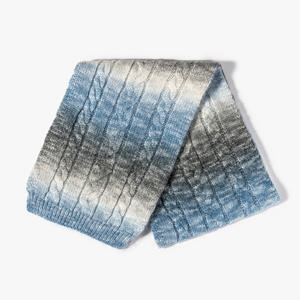 Chapeau et écharpe pour femme en laine/acrylique tricotée épaisse et chaude, dégradé arc-en-ciel, pour l'extérieur, avec bord plié, collection automne-hiver - Product Image 3