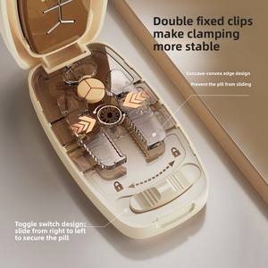 1/4 1/3 1/2 ポータブルトラベルピルタブレットカッタースプリッターホルダー薬箱、ステンレス鋼ブレードクラッシャーとグラインダー付き - Product Image 6