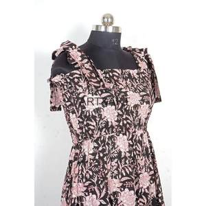 ชุดเดรสผ้าฝ้ายพิมพ์ลายดอกไม้แนววินเทจสำหรับผู้หญิงเดรสฤดูร้อนงานปาร์ตี้ฤดูร้อนสไตล์โบฮีเมียน - Product Image 4