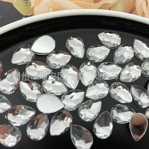 Acrylic Rhinestone Teardrop 16 Facets Transparent White Flat <b>Back</b> For DIY Shoes Bags Clothing Wedding Dresses - Product Image 3