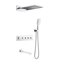 Nouvelles panneaux de douche muraux multifonctions pour salle de bain, mitigeur de douche encastré, tête rectangulaire, double matériau en laiton, doux