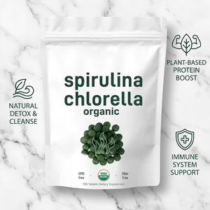Compléments Halal pour l'immunité à base de Spiruline, Chlorelle, <span class=keywords><strong>Moringa</strong></span> et Herbe d'Orge, Comprimés d'origine en vrac de Spiruline et Chlorelle - Product Image 2