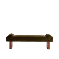 Banc ottoman moderne haut de gamme pour chambre à coucher, en velours vert olive, chaise de loisirs en bois massif, tabouret de bout de lit pour chaussures, pour la maison et l'hôtel