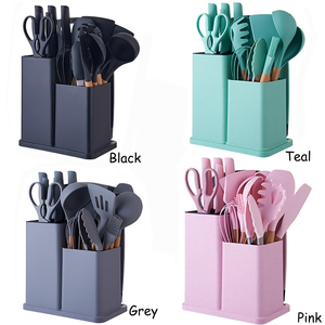 Wholesale Kitchen <b>Tool</b> Set 2025New Style 19 Pieces Kitchenware Black Green Gray Cooking <b>Tools</b> <b>Silicone</b> Utensils - Product Image 2