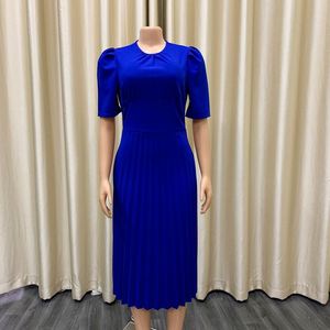 Summer New <b>Dress</b> <b>Plus</b> <b>Size</b> European American Casual Short Sleeve Pleated Solid Color - Product Image 6