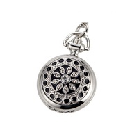 WAH155 Kalung Liontin Enamel Hitam Jam Tangan Gaya Liontin Jam Tangan Kuarsa Jam Saku Kecil