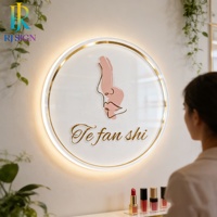 Letrero de Neón Acrílico con Acabado Espejo Dorado, Iluminación LED en Tonos Cálidos, Redondo o Cuadrado, para Sala de Meditación o Estudio de Yoga Letrero de la Empresa.