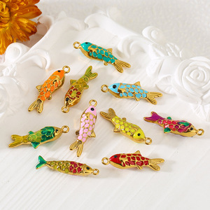 Pendentif en émail en acier inoxydable en forme de poisson Koi, accessoire de bijoux DIY, breloque de porte-clés, pendentif unisexe tendance - Product Image 1