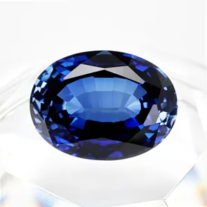 Step cut Royal blue loose corundum stone synthetic gemstones lab grown blue sapphire