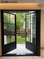 Puerta de Entrada Doble Francesa Moderna, Marco de Aleación de Aluminio Resistente, Vidrio Aislante Térmico, Herrajes Antirrobo para Baño y Dormitorio