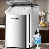 Machine à glaçons Euhomy Nugget, 17 kg/24h, en acier inoxydable, portable, compacte, pour comptoir, certifiée ETL C