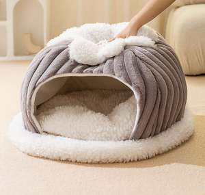 Nid pour animaux de compagnie en peluche pour l'<span class=keywords><strong>hiver</strong></span> Tente de lit pour chat pliable Petit nid de chat mignon intérieur moderne moelleux Maison pour animaux de compagnie - Product Image 3