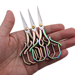 Mini Stainless Steel Scissors Straight Head Red Copper Bronze Household DIY Embroidery Cross Stitch Cutting Shears - Product Image 2