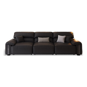 Italian Modern Living Room Bed Luxury Black Leather Remote Control Three Seater <b>Sofas</b> 914 Three Seater <b>Sofas</b> 914 914 Th - Product Image 2