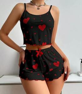 Oferta de Verano: Conjunto de Pijama Sexy para Mujer con Estampado de Corazones, Camisola y Pantalones Cortos, Talla Grande - Product Image 5
