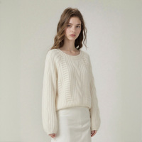 Pull en maille col rond pour femme, style vintage torsadé, chic et polyvalent, directement de l'usine
