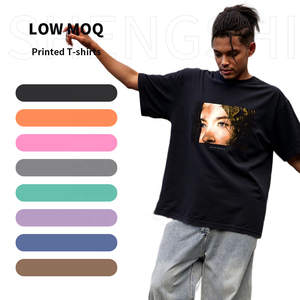 ShengShi T-shirt unisexe personnalisé 320g lavage à l'acide rétro surdimensionné col rond travail doux avec Logo personnalisé T-shirt en vrac formation pour l'équipe - Product Image 1