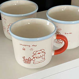 Taza de Cerámica con Ilustración de Cachorro, Taza de Agua Creativa con Graffiti de Perro, Taza de Café Grande para Parejas de 350 ml - Product Image 6