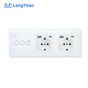 LangYeao 224*86 Tuya 1/2/3/4 Gang Wifi Wall Eu Smart Touch interruptores eléctricos y salida USB y C negro/blanco/gris - Product Image 1