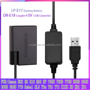 لكاميرات كانون R8 R10 R50 Kiss 8000D EOS Rebel T6i 800D 9000D X8 بطارية LP-E17 Dummy <span class=keywords><strong>DR</strong></span>-E18 DC مزودة بمحول USB بقدرة 5 فولت - Product Image 4