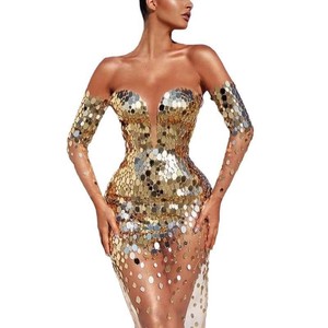Net Dress Design - Elegant Floor-Length Gown with Lace