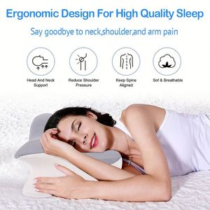 Cómoda almohada cervical ortopédica de espuma viscoelástica ergonómica TPE poliuretano logotipo personalizado al aire libre con patrón de planta doblado - Product Image 4