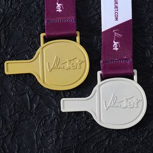 Medallas de Tenis de Mesa al por Mayor de Fábrica, Medallas Deportivas de Aleación de Zinc Fundido a Presión, Oro y Plata 2D - Product Image 1