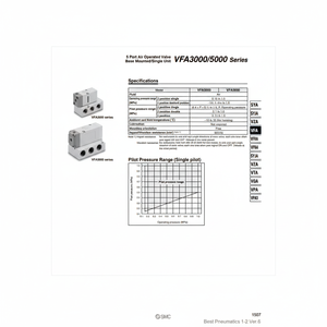 Soupape de commande pneumatique SMC Pneumatics Modèle VFA5244 - Product Image 1