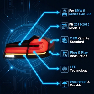 [CREULI] pour BMW Série 5 G30 G38 : Feux arrière <span class=keywords><strong>LED</strong></span>, mise à niveau, modification, Plug and Play, feux arrière dynamiques rouges - Product Image 3