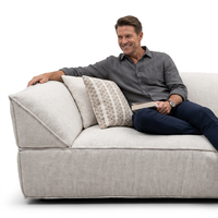 Modernes 3,1m Quadratisches Stoffsofa Minimalistischer Italienischer Stil Wohnzimmersofa mit Chenille-Polsterung 3-Sitzer Gym Villa