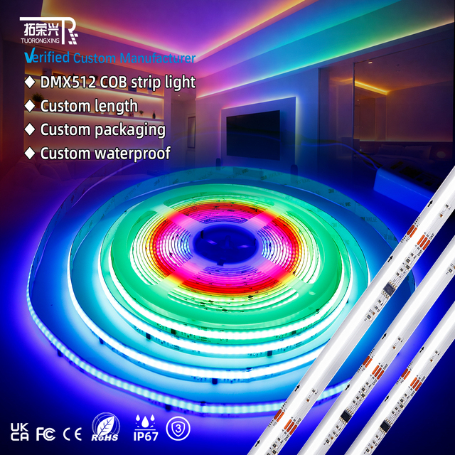 DMX512 COB RGB Addressable Programmable LED Strip 540LEDs/m 24V Smart IP20 Landscape Lighting