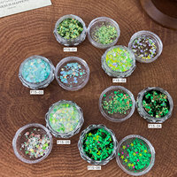 Paillettes pour ongles, 6 couleurs, paillettes vertes scintillantes pour l'été, paillettes pour ongles, poudre brillante pour l'amélioration des ongles