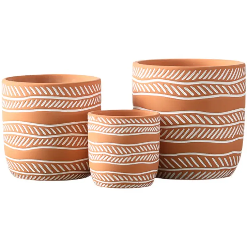 Groothandel Nordic Ademend Handgemaakte Terracotta Geroosterde Kleine Klei Pot