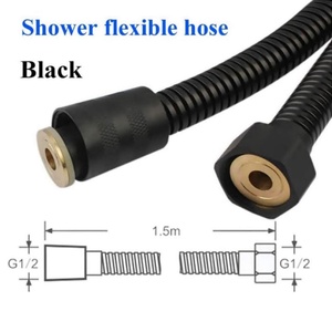 Tuyau de douche noir en acier inoxydable, anti-éclatement, tressé, flexible, pour salle de bain, remplacement de tuyau de douche pour pulvérisateur de bidet - Product Image 2
