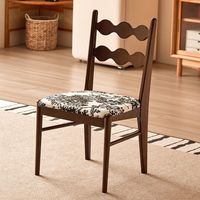 Elegante Silla de Comedor Moderna de Madera con Asiento Acolchado Estampado, Respaldo en Forma de Ola, Función Reclinable, Ecológica y Duradera para Dormitorio