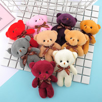 Groothandel Promotionele 13cm Pluche Beer Cadeau Liefdeslint Zachte Gevulde Dieren Sleutelhanger PP Katoen Gevuld Tas Accessoires Sleutelhangers