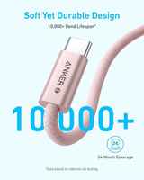 Câble de charge rapide Anker Zolo 240W Type C, câble USB C vers USB C, tressé et sans saleté, connecteur fin