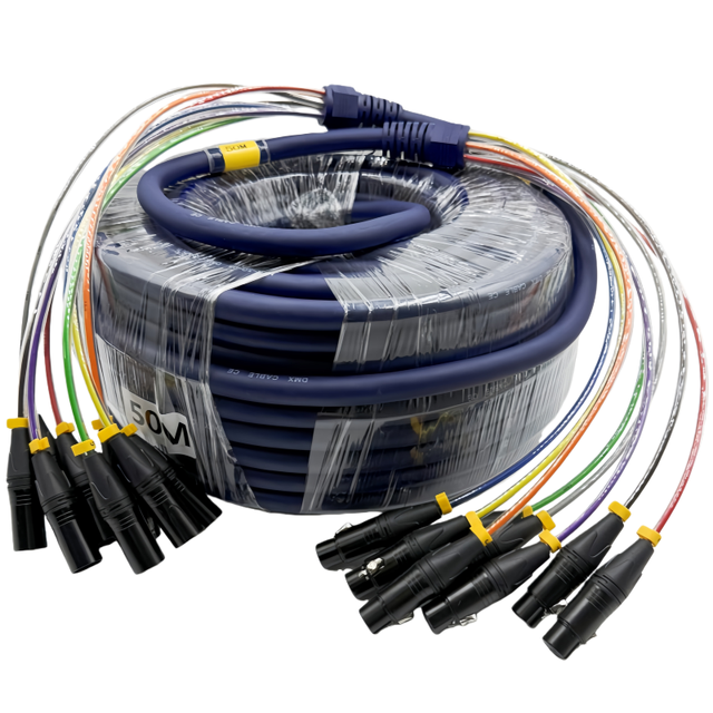 8 Channel Professional Multi-Media Snake Cable 8 Pairs Male Female 3 Pin XLR Balanced Audio PVC Foil Low Noise Speakers