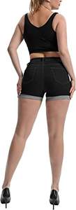 <span class=keywords><strong>Short</strong></span> en <span class=keywords><strong>jean</strong></span> personnalisé <span class=keywords><strong>noir</strong></span> taille basse bouton <span class=keywords><strong>jean</strong></span> serré pour femmes pantalon court élastique de Style Simple <span class=keywords><strong>avec</strong></span> poche - Product Image 6