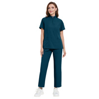 Tenue d'infirmière personnalisée 42108, ensemble uniforme de travail unisexe en sergé avec col zippé, pour usage hospitalier